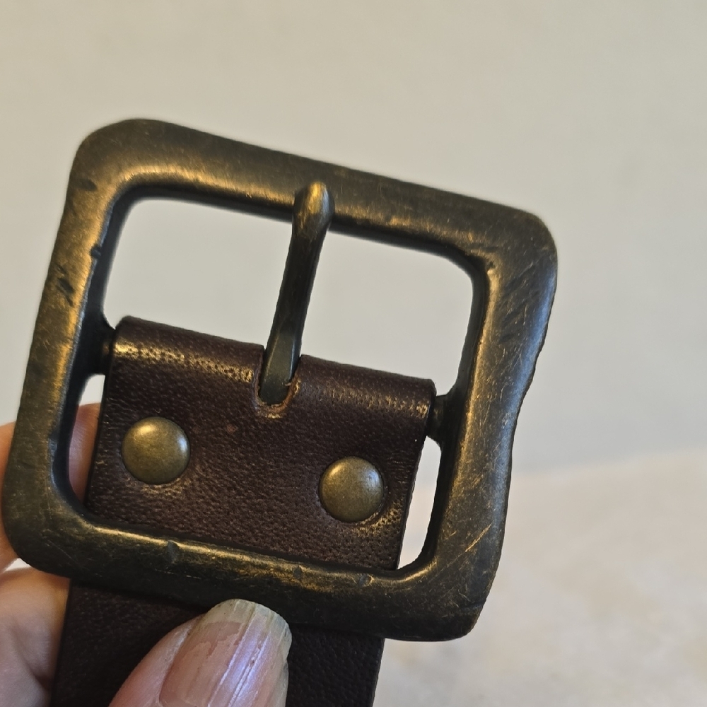 Express Dark Brown Leather Belt. Size Small - Picture 10 of 12